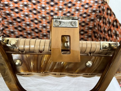 VINTAGE 1950’s Woven Wicker Tortoise Shell Lucite Handbag NSB JAPAN GORGEOUS - Bild 10 von 12