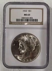 1922 P Peace US Silver Dollar MS63 NGC Brown Label