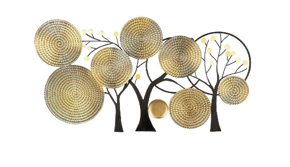 69681 Wandobjekt Wand Relief Objekt Rotondo 4 x 88 x 48cm Metall Anthrazit Gold - Bild 2 von 4