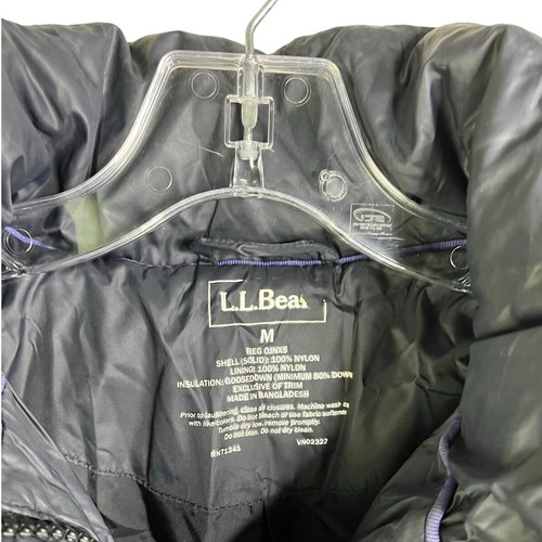 L.L.Bean Puffer Jacket Womens M Blue Black Classic Down Zip Pockets Coat - Picture 2 of 9