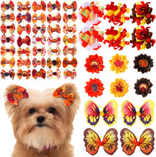 52 Pcs Fall Thanksgiving Dog Hair Bows Bulk Puppy Accessories