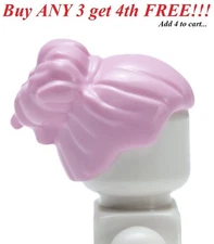 ☀️NEW LEGO Minifig Minifigure Girl Female Women Large High Bun Bright Pink