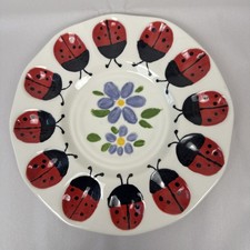 Hand Painted Deviled Egg Dish Ladybugs Cerami...