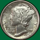 1918 Mercury Dime Almost Uncirculated AU Coin #36623