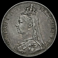 1892 Queen Victoria Jubilee Head Silver Crown, VF / GVF