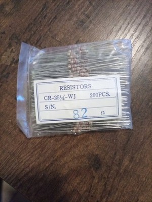 200 pcs 82 ohm resistor CR-25-1/4WJ carbon film resistors 1/4 watt 5% LOT USA