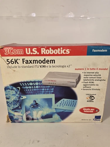 VINTAGE 3com US ROBOTICS 56K Faxmodem V90 tecnol.x2 Buone Condizioni Non Testato