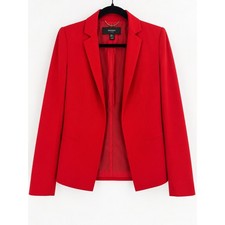Mango Suit Blazer Women XS Red Open Front Tailored Career Professional Chic