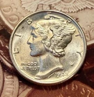 1942 Mercury Dime 10c DDO Almost Uncirculated Silver Coin AU Doubled Die Error