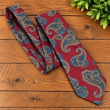 Stafford Men’s Burgundy Paisley Tie Navy Gold Classic Necktie Made in USA