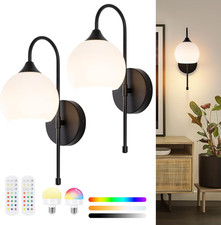 Battery Operated Wall Sconces Set of Two, Black Wireless Sconces Wall Decor with