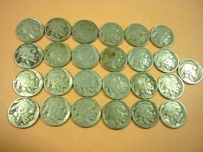 Lot of 25 Buffalo Nickel Coin Partial/Weak Dates #2   26B113