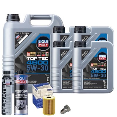 Motoröl 5W30 LIQUI MOLY 9L+MAHLE Ölfilter+Spülung+Cera Tec+Ölablassschraube