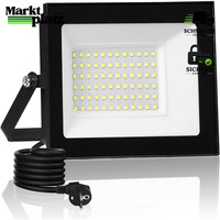 LED Strahler 50W 5000LM IP65 Warmweiß 3000K Fluter Mit 300Cm Kabel