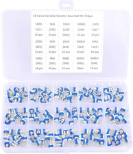 BEST 15 Value Variable Resistor 6mm Trimmer Potentiometer Assortment Kit (150ct)