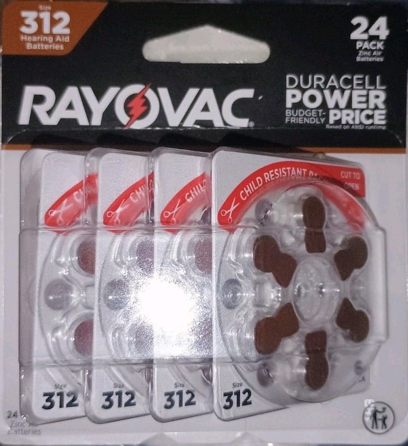 NEW Rayovac 312 Hearing Aid Zinc Air Batteries 24 Pack Exp 0