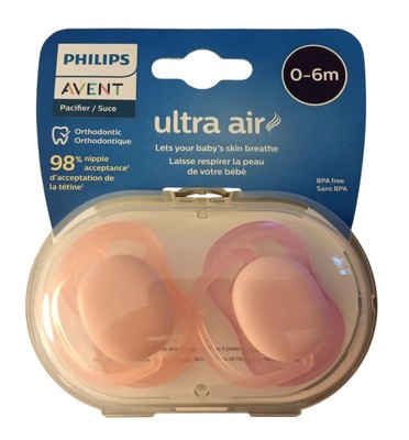 Philips Avent Ultra Air Pacifier 0 6m Pink & Purple 2-Pack SCF245/20 New 