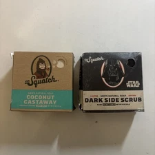 Dr.Squatch coconut castaway, dark side scrub bar soap 