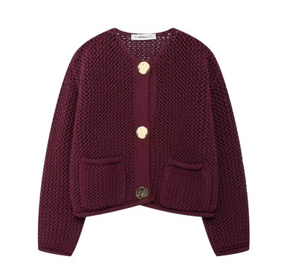 TRAF Women's Ruffled Knit Cardigan Sweater