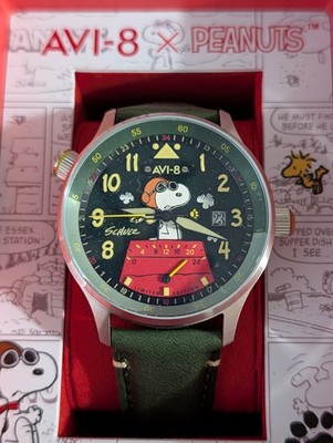 AVI-8 Snoopy Peanuts Flying Aviator McKellar Dual Time Limited Edition 