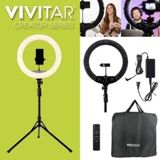 Vivitar 18-Inch LED Ring Light, Adjustable 63-Inch Tripod Stand with Phone Stand