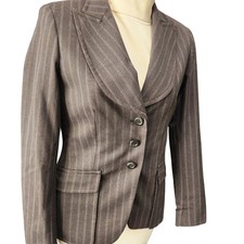 NWT Vintage Carlisle Charcoal pinstripe wool blend 3 button blazer Size 6