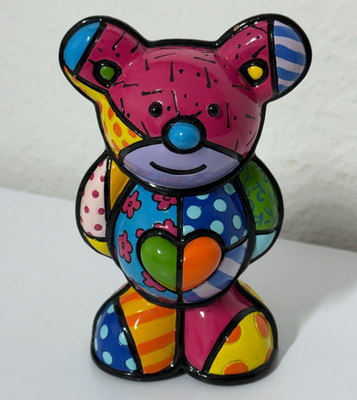 Romero Britto Teddy Bear Heart Figurine Giftcraft 2012 Colorful Pop Art Collecti