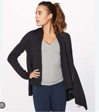 Lululemon Wrap It Up Cardigan Sweater in Black Athleisure Ribbed Oversized Sz 10