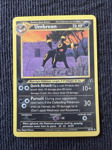 Pokemon Neo Discovery 1st Edition Rare Umbreon Card 32/75