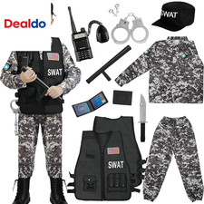 SWAT Costume for Kids Police Officer Costume Boys Girls with Vest