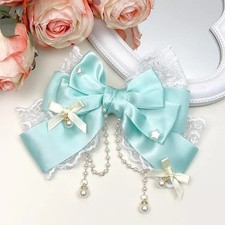 Girls Bow Lace Pearl Chain Hair Clip Cute Princess Hairpin Fashion Hair Accessor