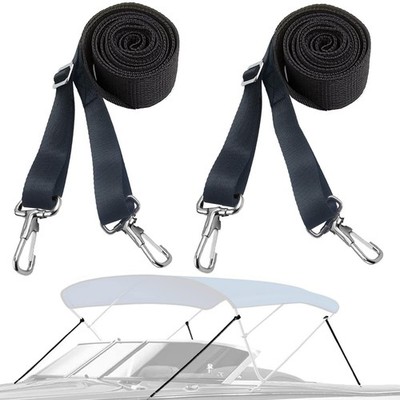 RUSON 2 Pack Adjustable Bimini Boat Top Straps 2 Pcs with 2 End Hooks 