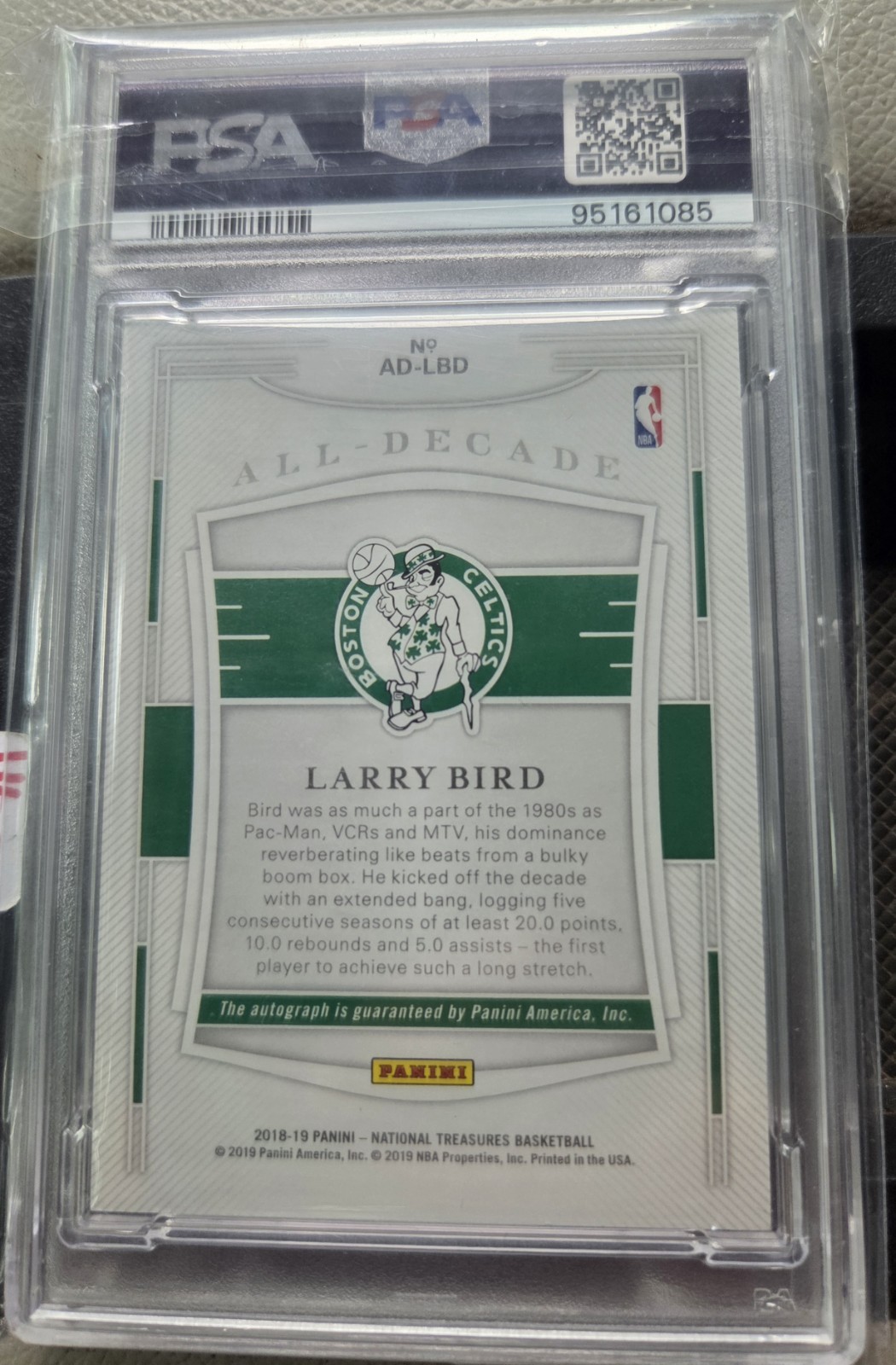 2018 PANINI NATIONAL TREASURES ALL-DECADE AUTO SSP LARRY BIRD 23/25 POP 1 view 2