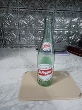 vintage Dr.Pepper soda bottle clear,red & white lettering very nice 12oz