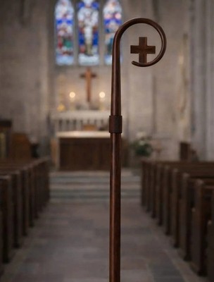 Wood CROZIER Polish Staff Crosier Bishop Quality Craftsmanship, 72'' Christmas