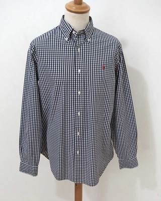 Ralph Lauren Herren Hemd Gr. L dunkelblau/weiß Custom Fit Langarm