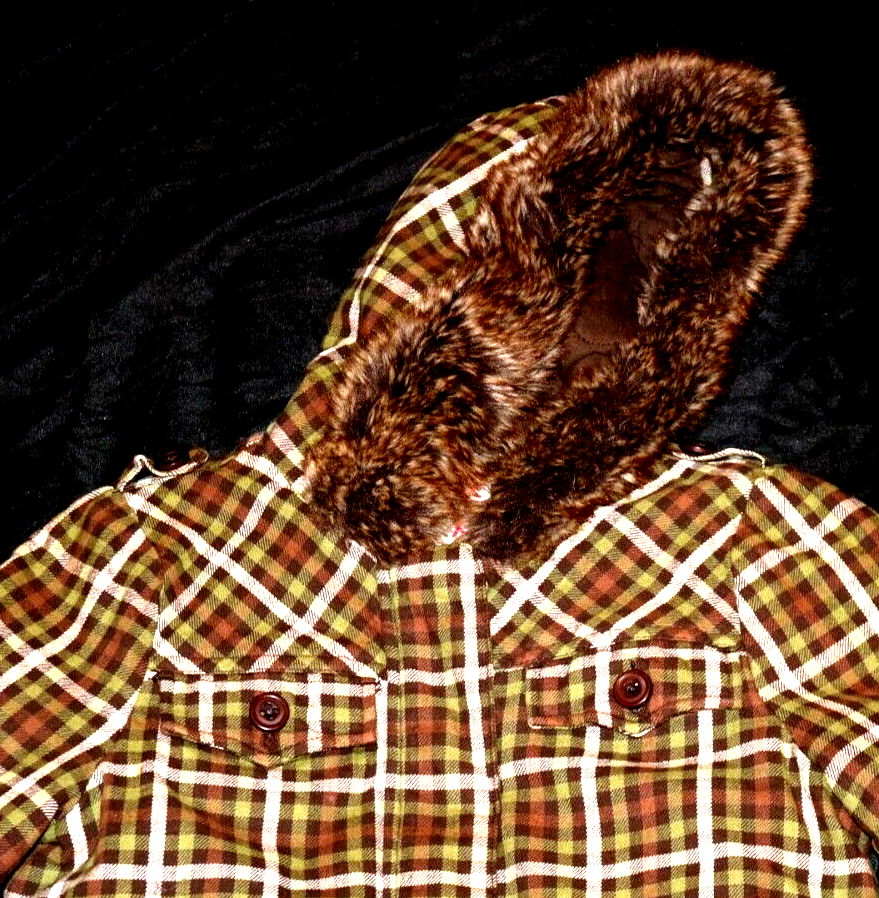 ROXY フード付きチェック柄ジャケット Roxy - Brown & Green Plaid Hooded Winter Jacket - Women's size XS