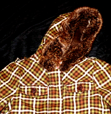 Roxy - Brown & Green Plaid Hooded Winter Jacket - Women's size XS