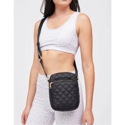 Urban Expressions Lane Quilted Crossbody Bag Purse In Black Gold