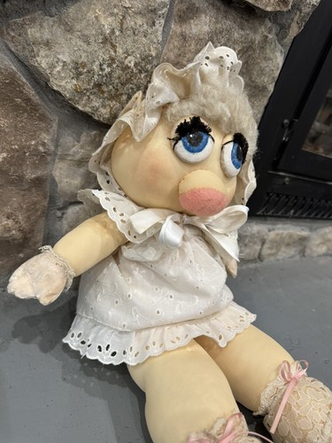 vtg Soft Sculpture miss piggy plush homemade grandma art plushie Toy Muppets 19” - Picture 4 of 7