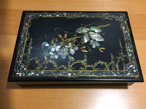 English Victorian Paper Mache Mother Of Pearl Writing Slope Box 19th Century Ebay