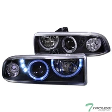 Topline For 98-04 Chevy S10 Pickup/Blazer LED Halo Projector Headlights - Black