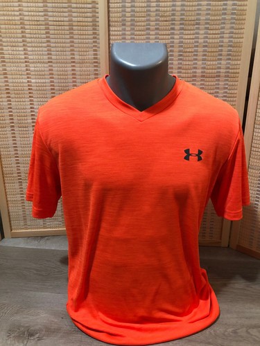 Under Armour Golf Short Sleeve SS Men's T-Shirt Neon Orange Small S Loose (H561)