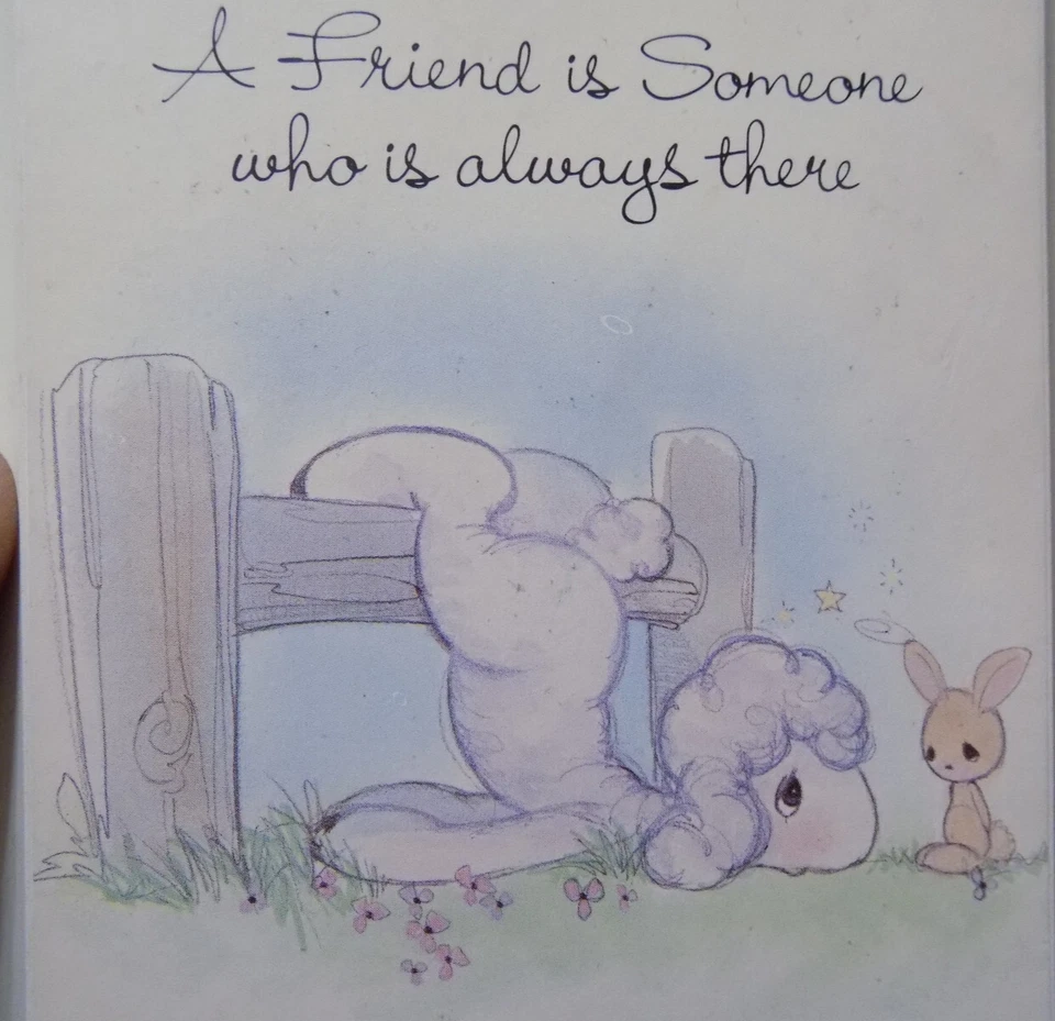 De colección ADORABLE Placa Sello Un Amigo es alguien que siempre está Ahí Cordero Conejito Foto 2 de 4