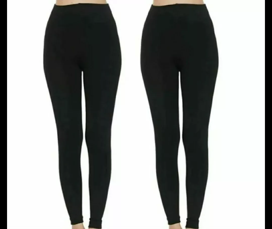 Quality full length non see through opaque black cotton blend leggings