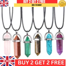 Natural Quartz Chakra Crystal Healing Hexagonal Gemstone Pendant Reiki Necklace