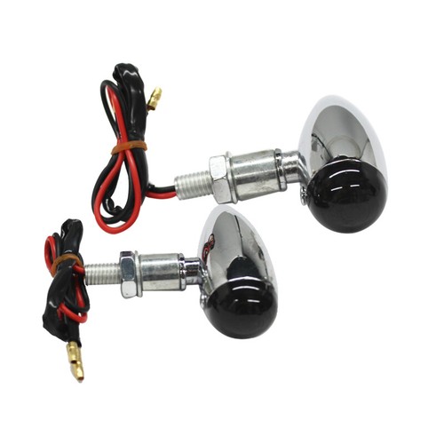 Motorcycles Turn Signals Amber Blinker Lamp Chrome Metal Smoke Lens 12V 10MM MEW - Picture 6 of 9