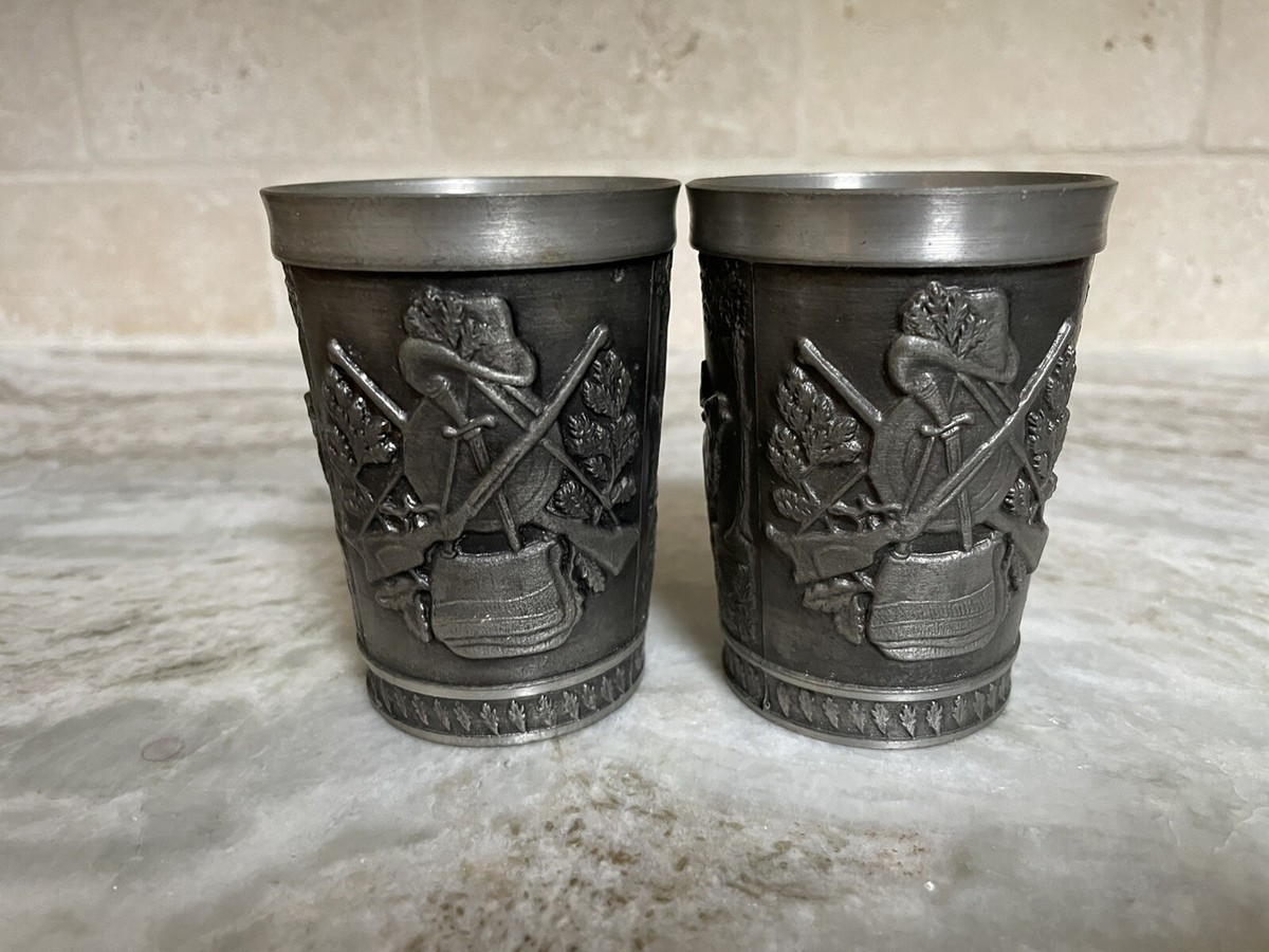 Set of 2 Vintage WWM Zinn 92% Pewter German Cups, Hunting Scene | eBay