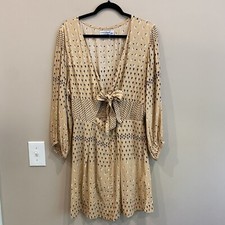 Faithfull the Brand Anthropologie Trinidad Dress 10/XL Floral Cut Out Pink