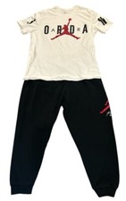 Jordan Jogger Set 2 Piece Mens Sz XL White Tee Black Pants Logo Jumpman Read